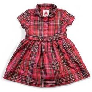 Gap Baby Christmas Holiday Dress 12-18M Red Plaid Print